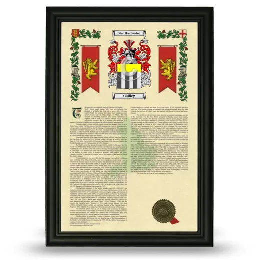 Guilley Armorial History Framed - Black