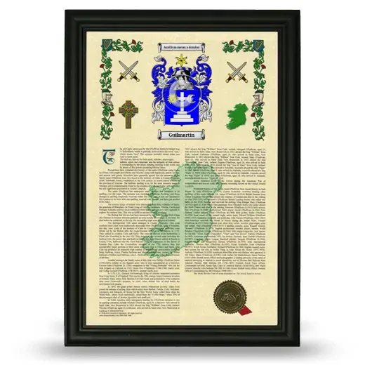 Guilmartin Armorial History Framed - Black