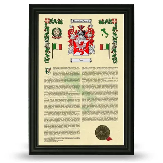 Guis Armorial History Framed - Black
