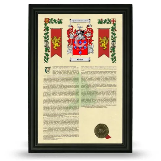 Guise Armorial History Framed - Black