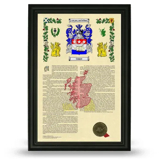 Gunce Armorial History Framed - Black