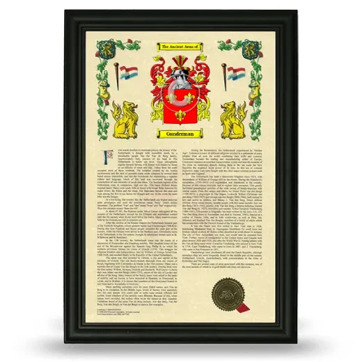 Gunderman Armorial History Framed - Black