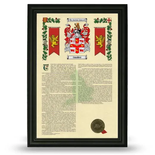 Gundrey Armorial History Framed - Black