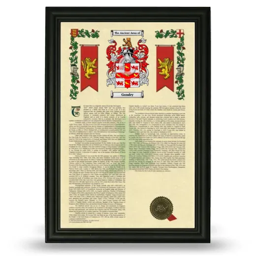 Gundry Armorial History Framed - Black