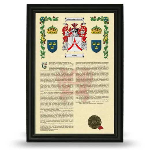 Gust Armorial History Framed - Black