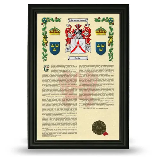 Gustav Armorial History Framed - Black