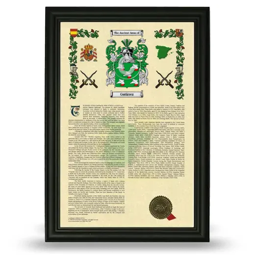Gutirrez Armorial History Framed - Black