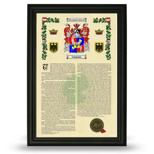 Gutmann Armorial History Framed - Black