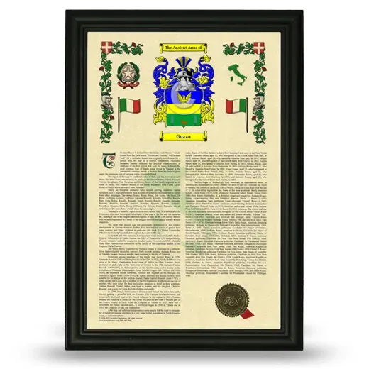 Guzza Armorial History Framed - Black