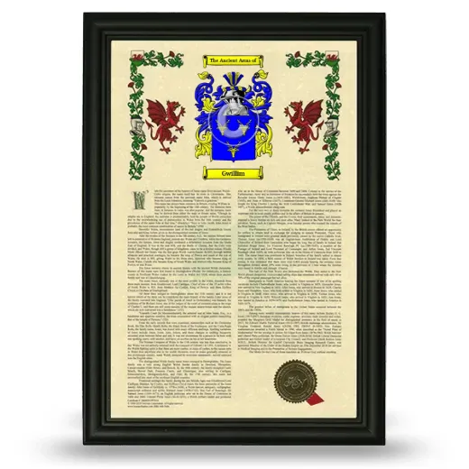Gwillim Armorial History Framed - Black