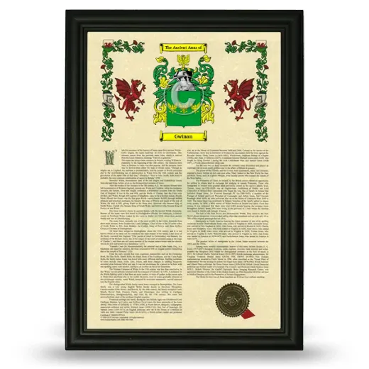 Gwinan Armorial History Framed - Black