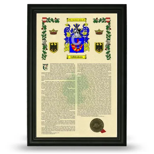 Gylldenhorn Armorial History Framed - Black