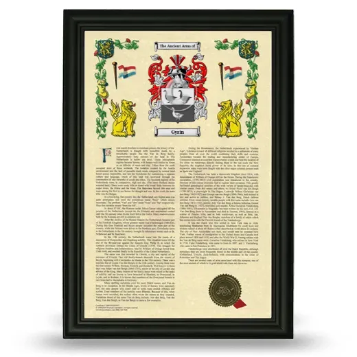 Gysin Armorial History Framed - Black