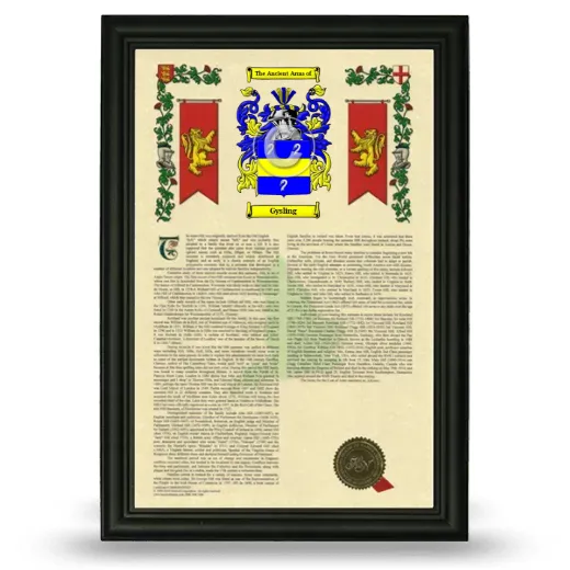 Gysling Armorial History Framed - Black