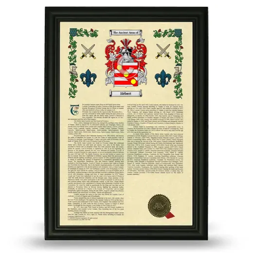 Hébert Armorial History Framed - Black