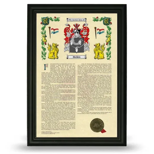 Hacken Armorial History Framed - Black