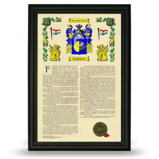 Hackenstein Armorial History Framed - Black