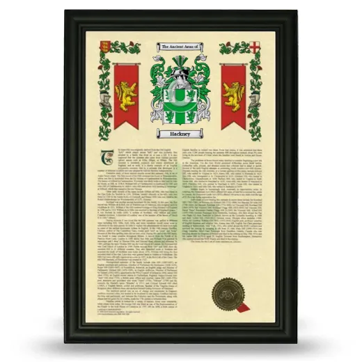 Hackney Armorial History Framed - Black