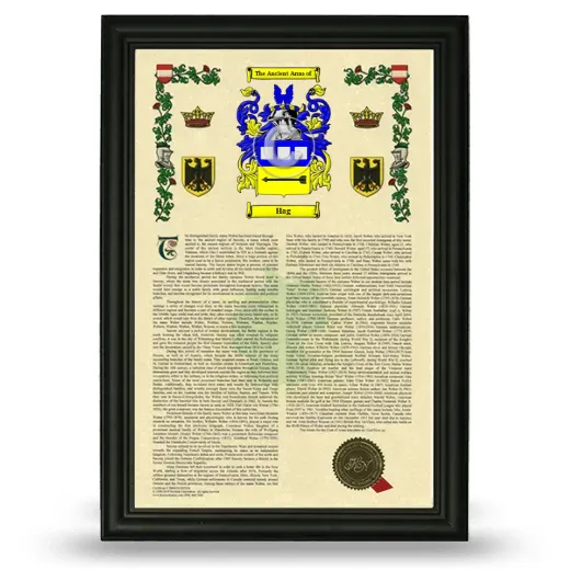 Hag Armorial History Framed - Black