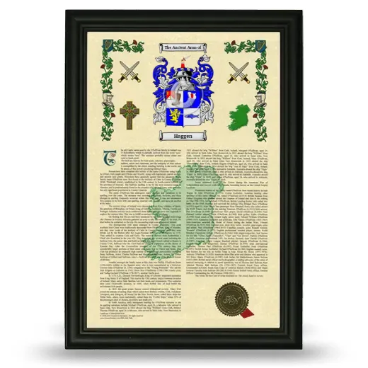 Haggen Armorial History Framed - Black