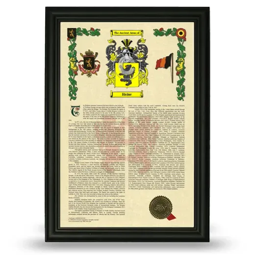 Haine Armorial History Framed - Black