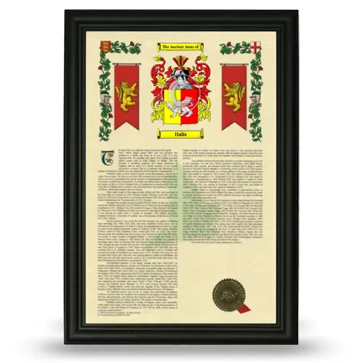 Halis Armorial History Framed - Black
