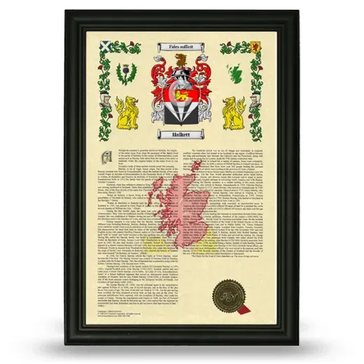 Halkett Armorial History Framed - Black