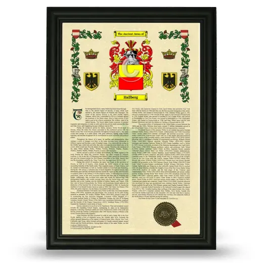 Hallberg Armorial History Framed - Black