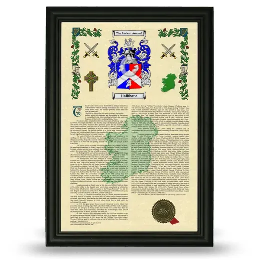 Hallihane Armorial History Framed - Black