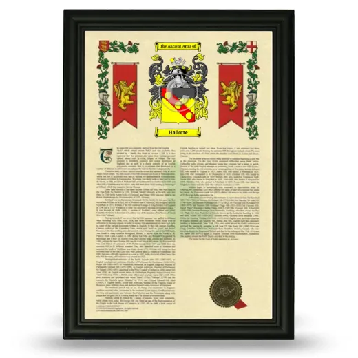 Hallotte Armorial History Framed - Black