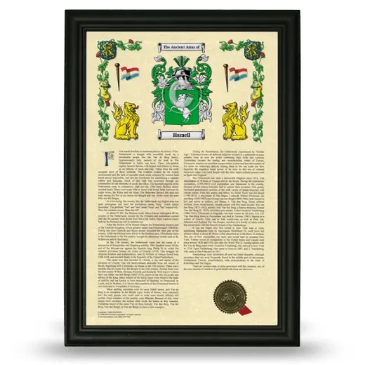 Hamell Armorial History Framed - Black
