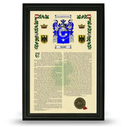 Handel Armorial History Framed - Black