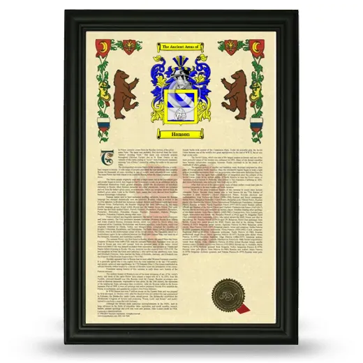 Hanson Armorial History Framed - Black