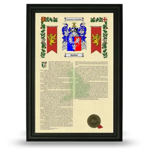 Harbert Armorial History Framed - Black
