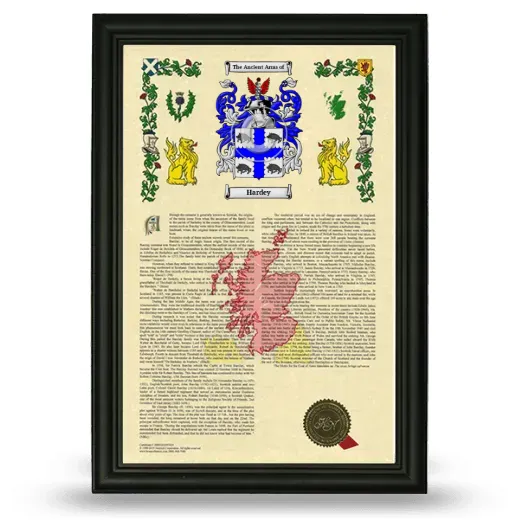 Hardey Armorial History Framed - Black