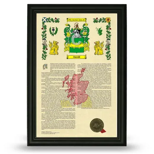 Harold Armorial History Framed - Black