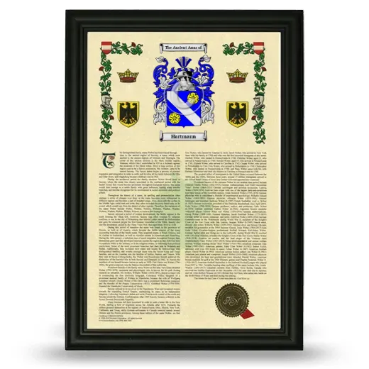 Hartmann Armorial History Framed - Black