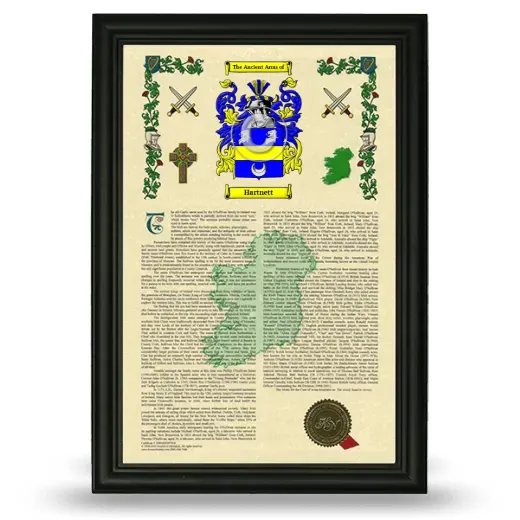 Hartnett Armorial History Framed - Black