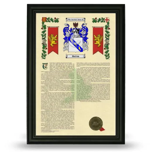 Harton Armorial History Framed - Black