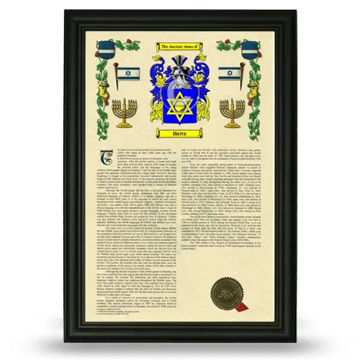 Hartz Armorial History Framed - Black