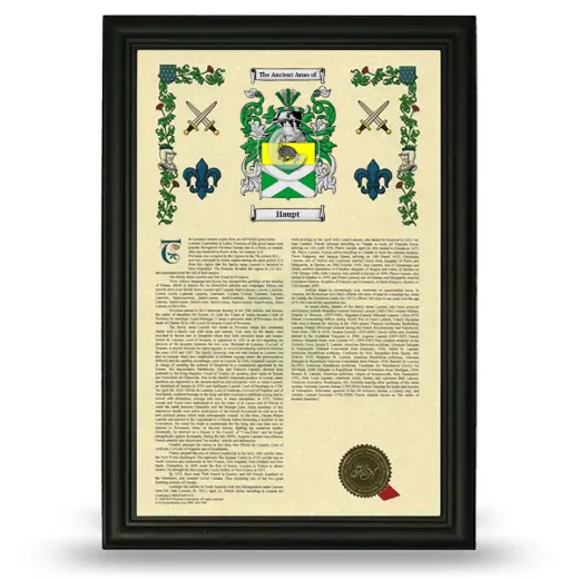 Haupt Armorial History Framed - Black