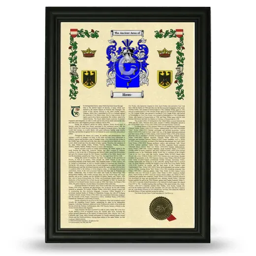 Haus- Armorial History Framed - Black