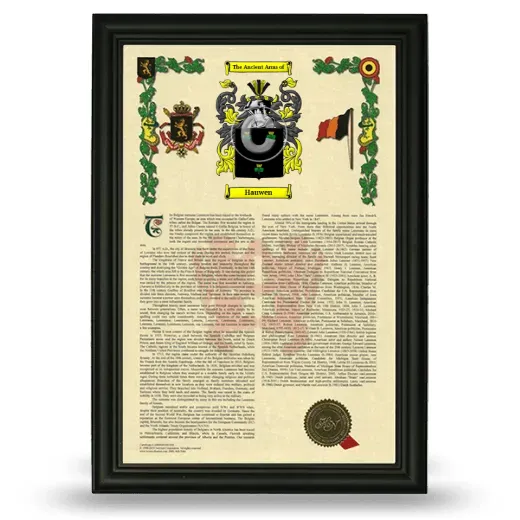 Hauwen Armorial History Framed - Black