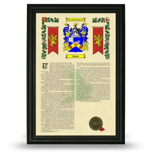 Hawes Armorial History Framed - Black