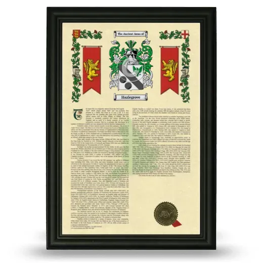 Hazlegrove Armorial History Framed - Black