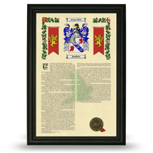 Hazlette Armorial History Framed - Black