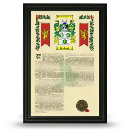 Heathcock Armorial History Framed - Black