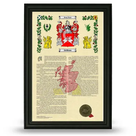Hebborn Armorial History Framed - Black