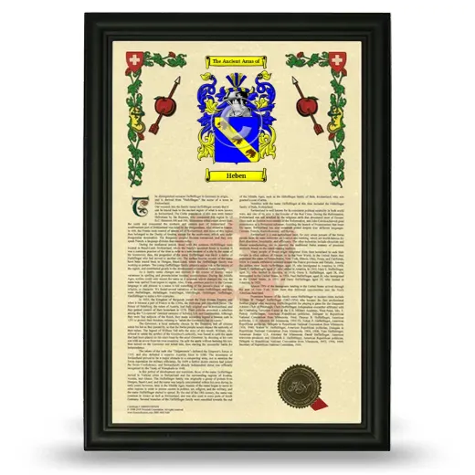 Heben Armorial History Framed - Black
