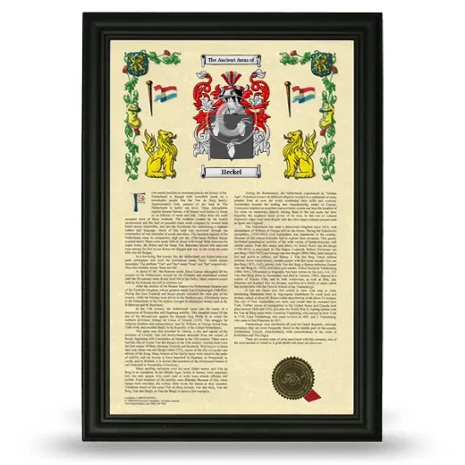 Heckel Armorial History Framed - Black